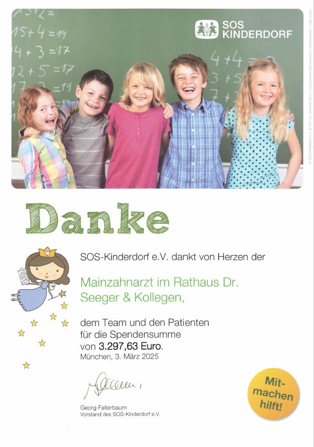 SOS-Kinderdorf - Danke für die Spendensumme